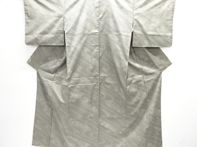 JAPANESE KIMONO / SILK / OSHIMA TSUMUGI / WOVEN MIST & FLORAL PLANTS